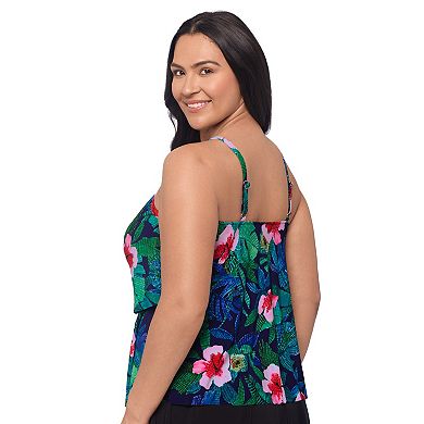 Plus Size Trimshaper Ronnie Swim Top with Ruffle Design