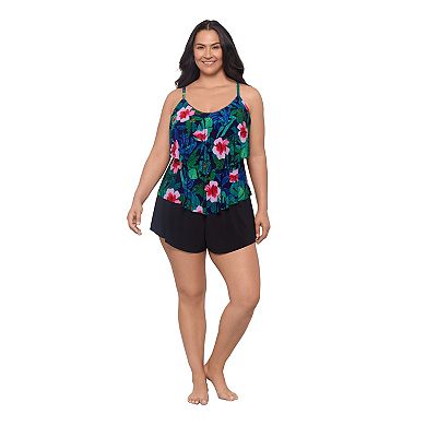Plus Size Trimshaper Ronnie Swim Top with Ruffle Design