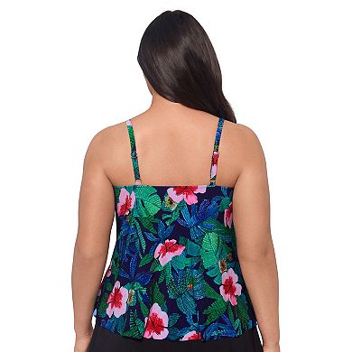 Plus Size Trimshaper Ronnie Swim Top with Ruffle Design