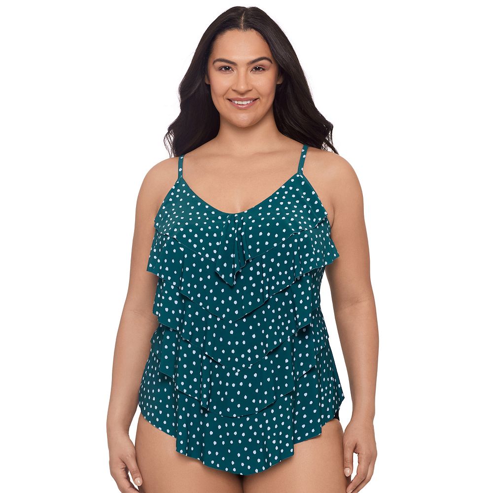 Plus Size Trimshaper Ruffled Tankini Swim Top
