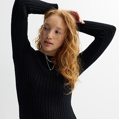 Juniors' Rewind Rib Knit Sweater Dress