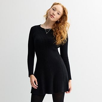Juniors' Rewind Rib Knit Sweater Dress