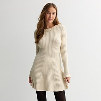 Juniors' Rewind Rib Knit Sweater Dress