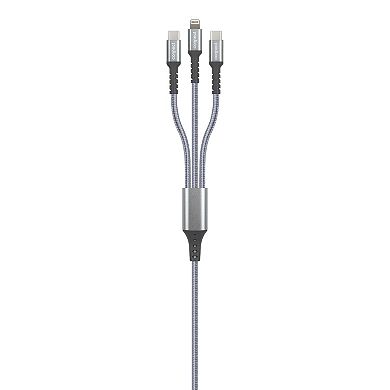 Connect 6-ft. Lightning & Dual USB-C 3-in-1 Charging Cable