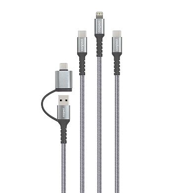 Connect 6-ft. Lightning & Dual USB-C 3-in-1 Charging Cable