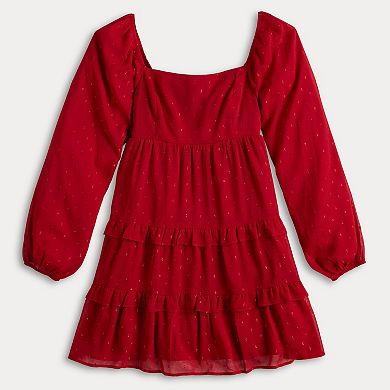 Juniors' Rewind Lurex Clip Dot Skater Dress