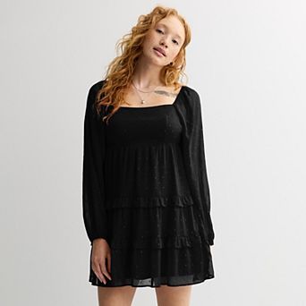 Juniors' Rewind Lurex Clip Dot Skater Dress