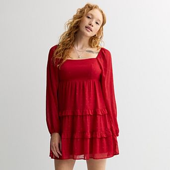 Juniors' Rewind Lurex Clip Dot Skater Dress