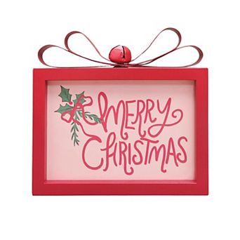 St. Nicholas Square® Merry Christmas Bow Caption Box Table Decor