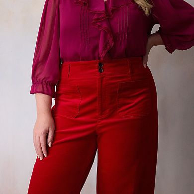 Plus Size LC Lauren Conrad Wildflower Super High Rise Wide Leg Crop Pants