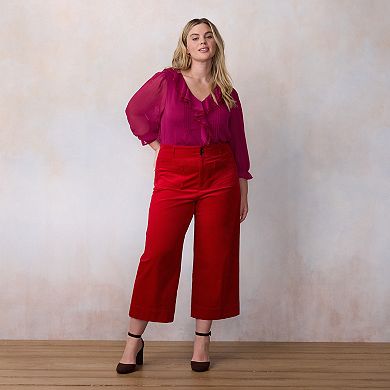 Plus Size LC Lauren Conrad Wildflower Super High Rise Wide Leg Crop Pants