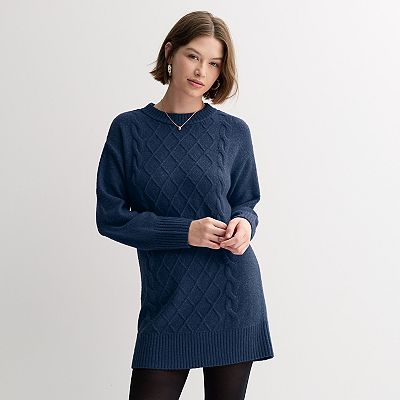 blue cable knit sweater dress English Factory