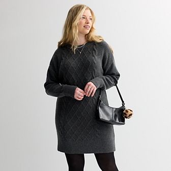 Juniors' Plus Size SO® Cable Knit Sweater Dress
