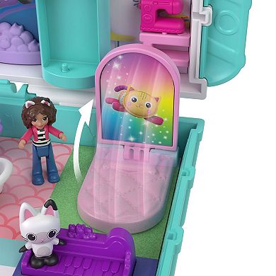 Polly Pocket Gabby's Dollhouse Compact with 9 Accessories and Pet Cat Friends