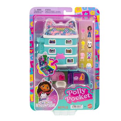 Polly Pocket Gabby's Dollhouse Compact with 9 Accessories and Pet Cat Friends