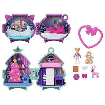 Polly Pocket Holiday Connects Bundle Stackable Compact Playset with Micro Doll Accessories