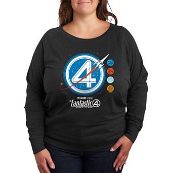 Plus Size Marvel The Fantastic Four First Steps Rocket French Terry Long Sleeve Tee