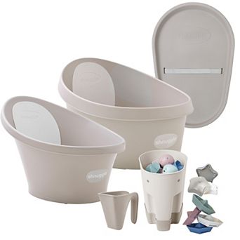 Shnuggle Toddler Bath + Baby Bath + Accessories + Squishy Mat 7 pc Bundle