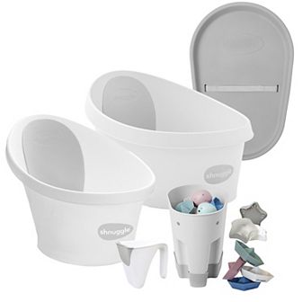 Shnuggle Toddler Bath + Baby Bath + Accessories + Squishy Mat 7 pc Bundle