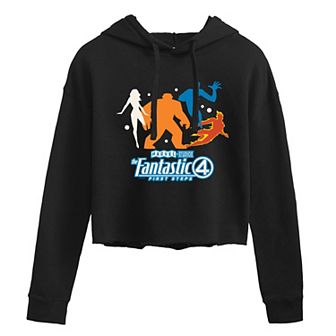 Juniors' Marvel The Fantastic Four First Steps Group Silhouette Cropped Hoodie