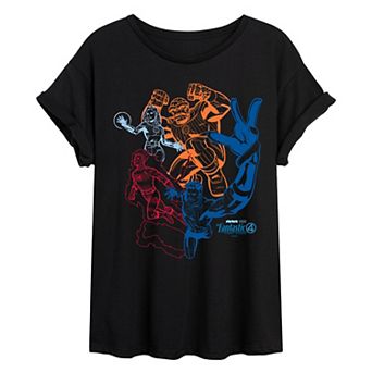 Juniors' Marvel The Fantastic Four First Steps Group Outline Oversized Tee