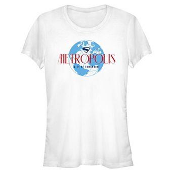 Juniors' DC Comics Superman World Metropolis City of Tomorrow Fitted Graphic Tee