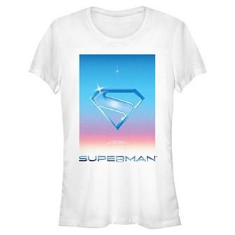 Juniors' DC Comics Superman Gradient Reflective Shield Fitted Graphic Tee