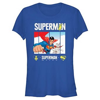 Juniors' DC Comics Superman and Krypto In Flight Fitted Graphic Tee