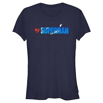 Juniors' DC Comics Superman Flying In The Clouds Fitted Graphic Tee