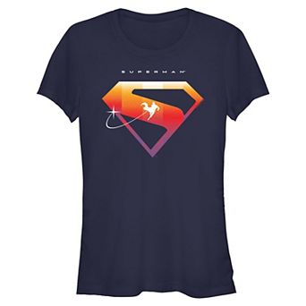 Juniors' DC Comics Superman Gradient Shield Logo Fitted Graphic Tee