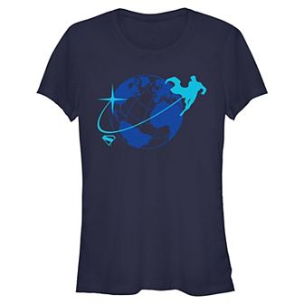 Juniors' DC Comics Superman Around The World Fitted Graphic Tee