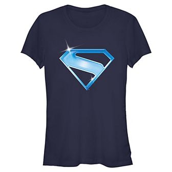 Juniors' DC Comics Superman Reflective Shield Fitted Graphic Tee