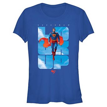 Juniors' DC Comics Superman Look Up Word Stack Fitted Graphic Tee