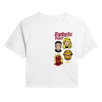 Juniors' Marvel The Fantastic Four Group Faces Cropped Tee
