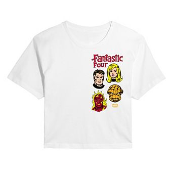 Juniors' Marvel The Fantastic Four Group Faces Cropped Tee