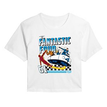 Juniors' Marvel The Fantastic Four Racing Cropped Tee