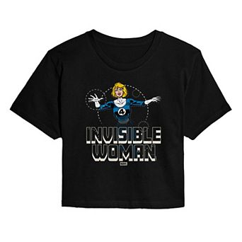 Juniors' Marvel The Fantastic Four Invisible Woman Cropped Tee