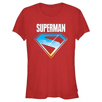 Juniors' DC Comics Superman Gradient Filled Shield Fitted Graphic Tee