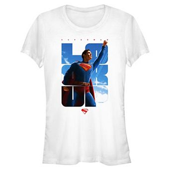Juniors' DC Comics Superman Look Up Poster Fitted Graphic Tee
