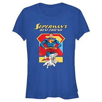 Juniors' DC Comics Superman And Krypto Best Friends Fitted Graphic Tee