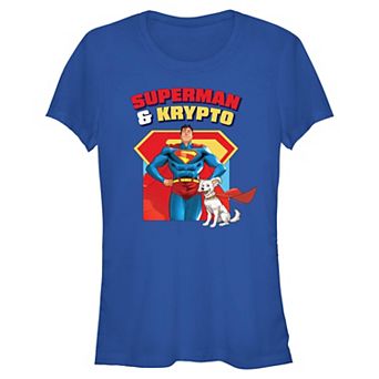 Juniors' DC Comics Superman & Krypto Poster Fitted Graphic Tee