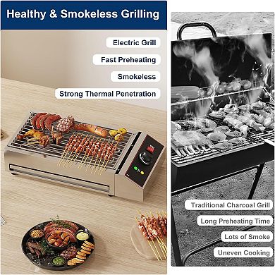 Electric Indoor Grill, 1800W, with Removable Griddle