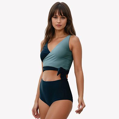 Women's Emery 2-Piece Wrap Style Swim Set With Reversible Top and High-Waisted Bottom