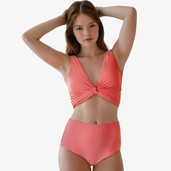 Women's Emery 2 pc Wrap Style Swim Set With Reversible Top and High-Waisted Bottom