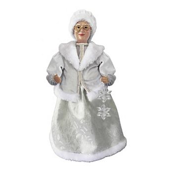 Mrs. Claus With Fur Coat & Snowflake Ornament Christmas Decor