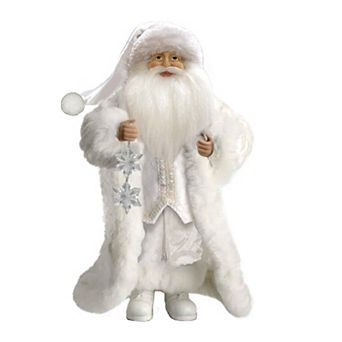 Santa With Fur Coat & Snowflake Ornament Christmas Decor