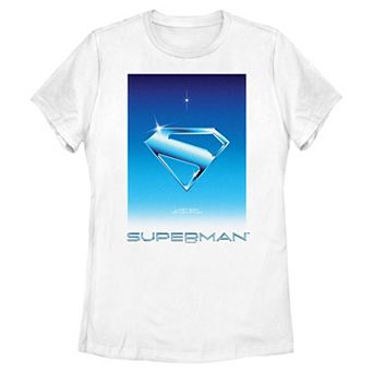 Juniors' DC Comics Superman Reflective Shield In The Stars Logo Graphic Tee