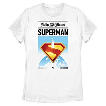 Juniors' DC Comics Superman Classic Shield Daily Planet Front Page Graphic Tee