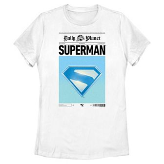 Juniors' DC Comics Superman Reflective Shield Daily Planet Front Page Graphic Tee