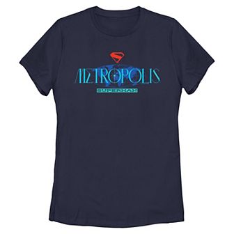 Juniors' DC Comics Superman Metropolis Shield Stack Graphic Tee